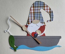 Fishing Gnome in Boat. Scrapbook, Card making Paper Piecing