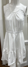Ann Taylor Loft  White Tank Ruffle Elastic Waist Dress X Small Womens