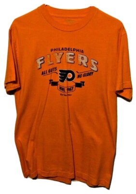Philadelphia Flyers NHL Orange Distressed Look Old Time Hockey T-Shirt Medium