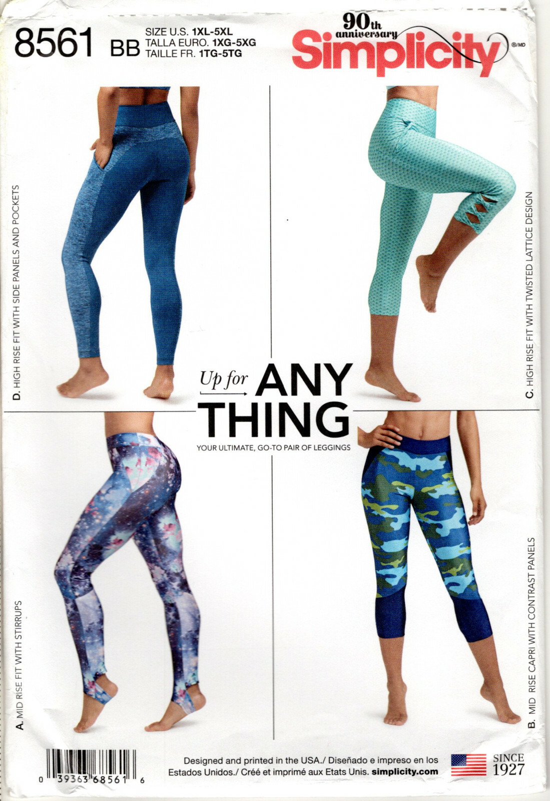 Simplicity 8561 Sewing Pattern Ladies up for Anything Leggings Yoga Pants  Sz BB for sale online