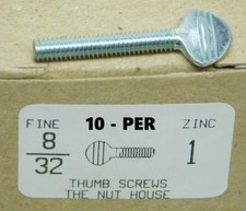 PACK OF 10  THUMB HAND MACHINE SCREW BOLT 8-32 X 1" ZINC PLATED STEEL NH 