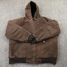 Dri Duck Jacket Mens 2XL Brown Canvas Lined Zip Chore Work Coat Bomber Grunge