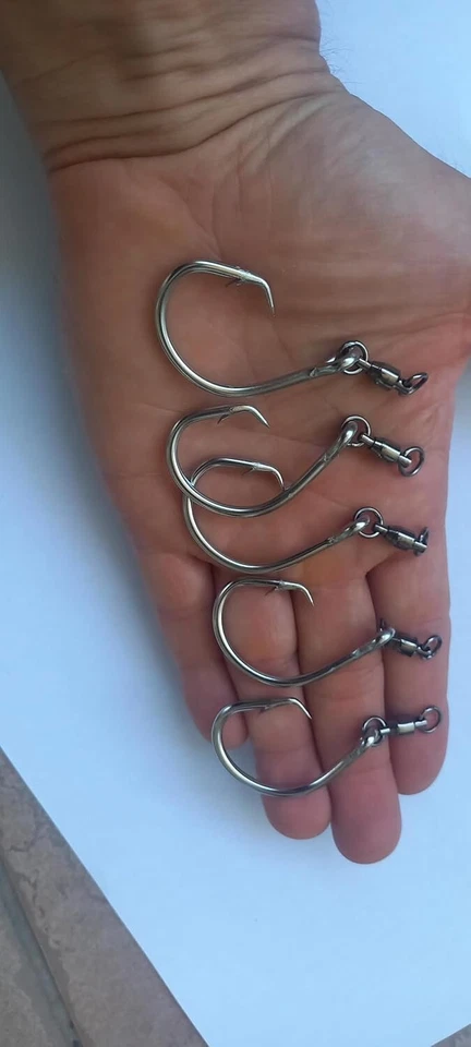 Ami Pesca Tonno Con Girella Punta Ricurva Circolare Ami Mare Traina Drifting 5/0 - Immagine 2 di 2