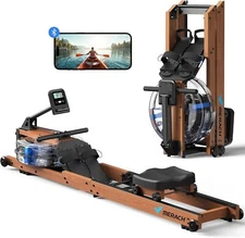 MERACH R28 Foldable Water Rowing Machines for Home Gym with 400LB Weight Wood