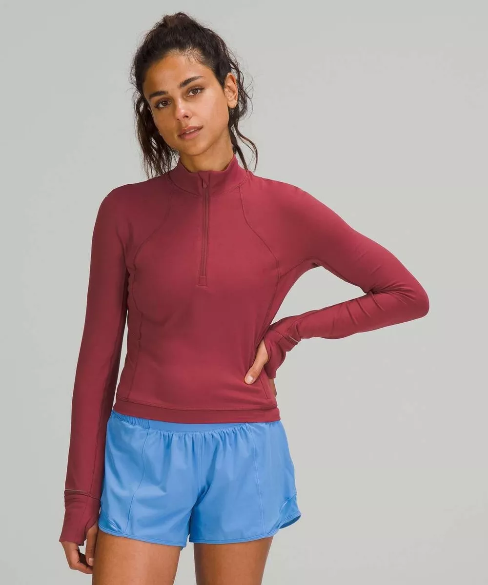 NWT Lululemon Its Rulu Run Cropped Half-Zip Pullover Size 8 Mulled Wine  Dark Red