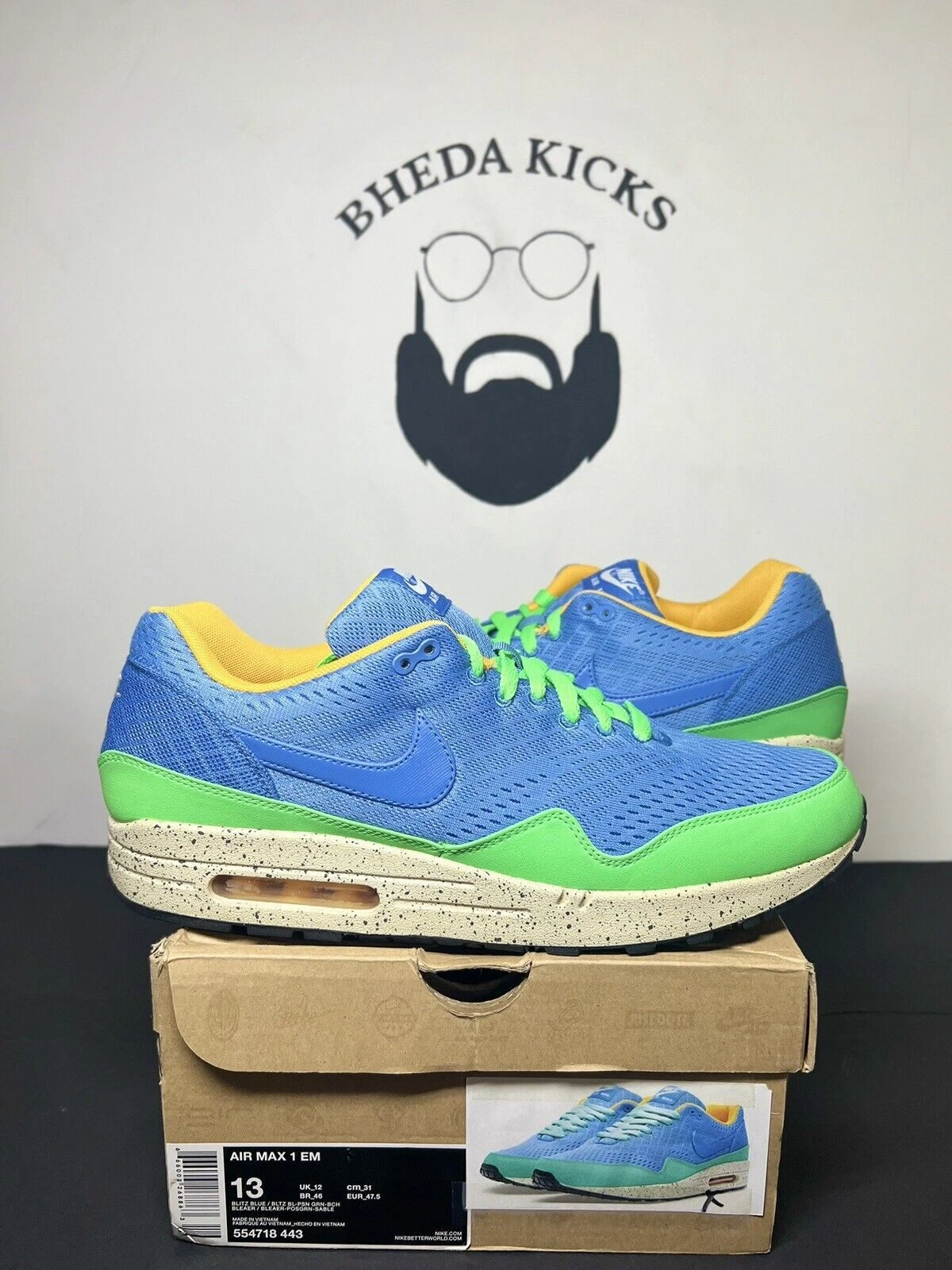 Nike Air Max 1 EM Beaches Of Rio 2013 13 Supreme DQM Vintage Retro Og Rare Propre