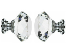 Large Crystal Glass Style Door Knobs Cupboard Drawer Furniture Handle Cabinet