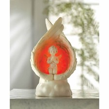 Beige Polyresin LED Light-Up Praying Angel Fi...