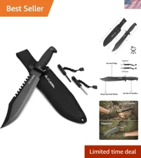 15-Inch Tactical Bowie Knife: Full Tang Fixed Blade with Sheath & Accessories