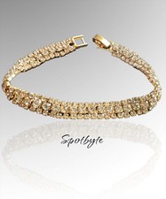 Bracciale Braccialetto elegante Donna color oro con strass brillantini