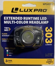 LUXPRO LP345V2 Headlamp 303 Lumens With Multi-Color Flood Lights 6 Modes
