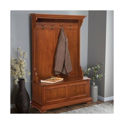 Homestead Distressed Warm Oak Hall Tree Storage Bench By Home