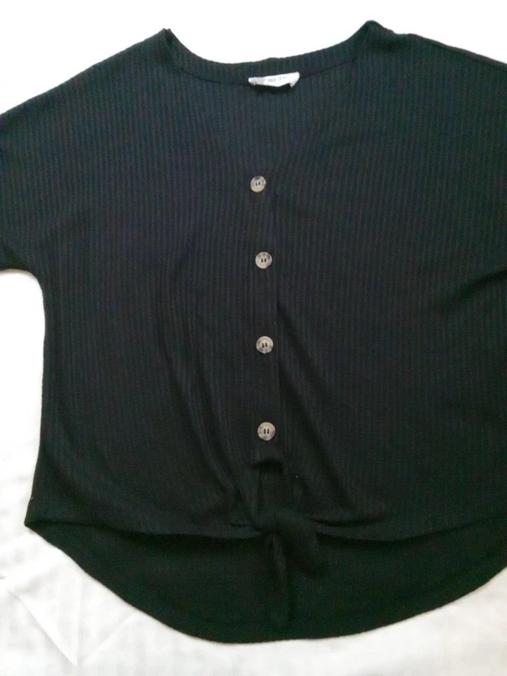 Double Zero Textured Shirt With Tie Size Large Black - Image 3 of 4