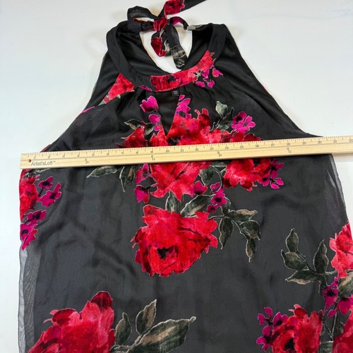 AS U WISH Chiffon & Velvet Floral Rose Halter Style Mini Dress Black Size XXL - Picture 6 of 8