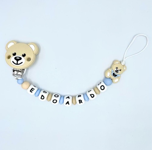 CATENELLA PORTACIUCCIO CON NOME SILICONE PERSONALIZZATA CON ADATTATORE MAM NUK - Foto 5 di 7