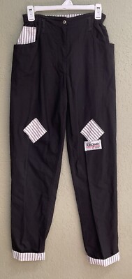 Kikomo Modern Womens Size M Black White Patch Elastic Waist Cotton Cuff Pants