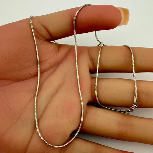 Vintage 925 Sterling Silver Snake Chain Spring Ring Clasp Necklace 18" (3.7g)