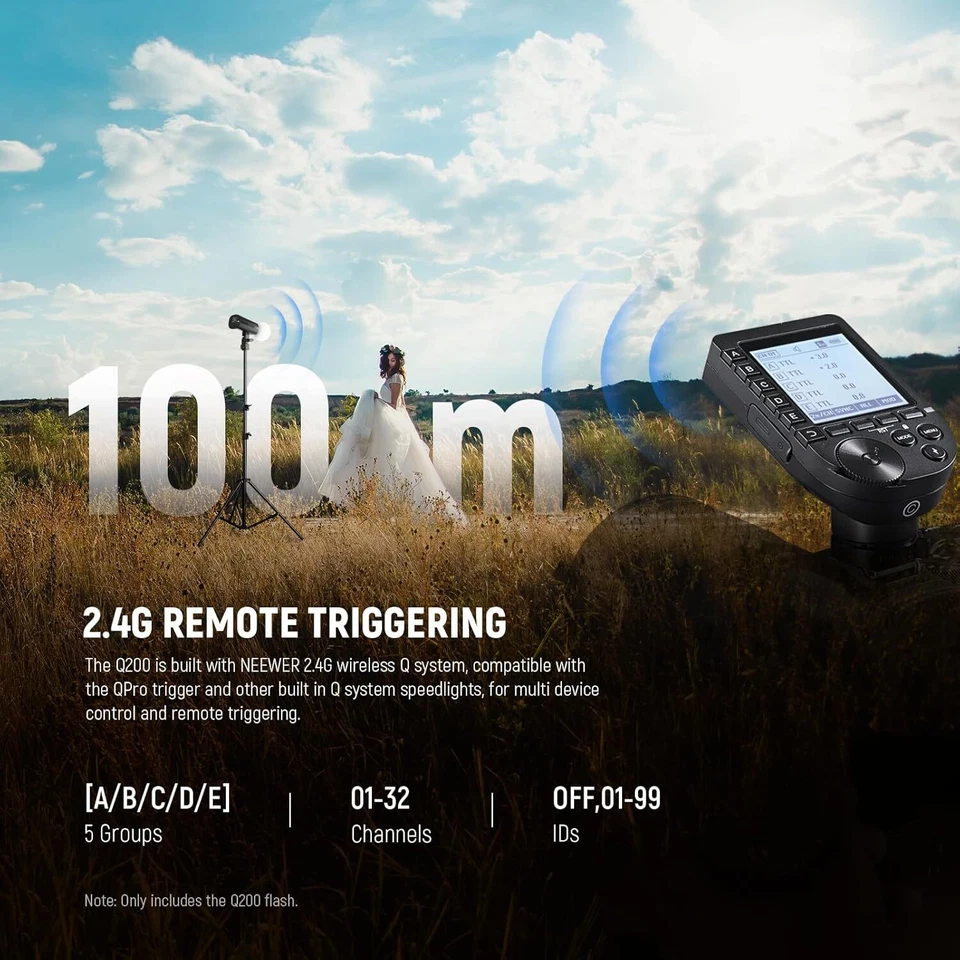 NEEWER Q200 200Ws 2.4G Flash Strobe Light Outdoor Studio Photography Light App - Image 3 of 4