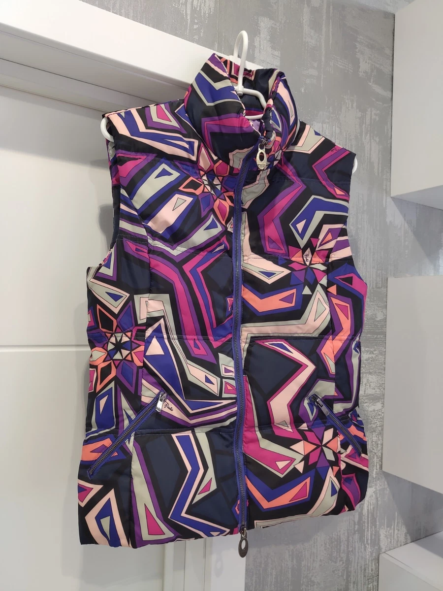 Emilio Pucci Italy Multicolor Nylon Down Vest Sleeveless Jacket