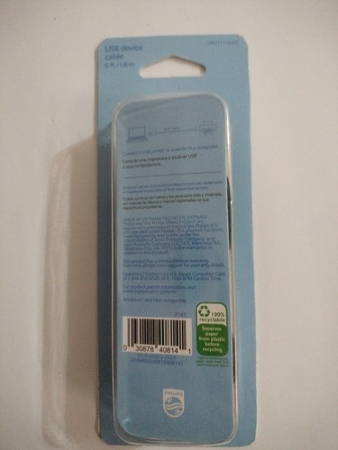 USB A/ USB B , Printer Device Cable Audio/Video Phillips 6ft - Picture 3 of 3