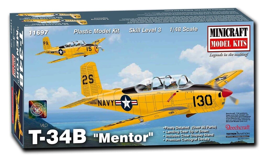 Набор пластиковых моделей самолета Minicraft Beechcraft T-34B Mentor - US Navy 1/48 11697
