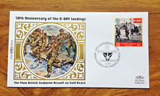 British Seabourne Assault 50th Anniv 1994 D-Day Benham Silk FDC Gold Beach  pmk