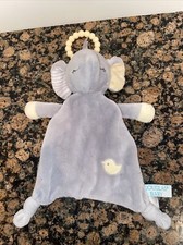 Douglas Baby Elephant Lovey Security Blanket Gray Yellow Bird White Stripes Dots