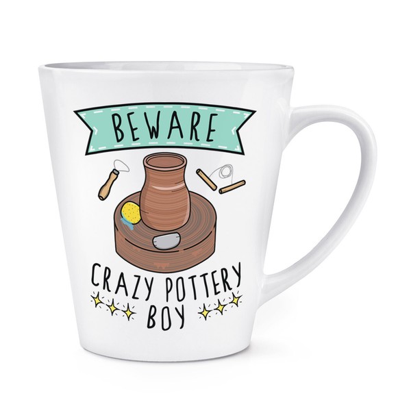 Beware VerrüCkte Topfwaren Jungen 341Ml Latte Becher Tasse Lustiger Witz Potter-image