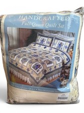 Vintage Sears Hand Crafted Patchwork Birdhouse Quilt Set Full/Queen NEW