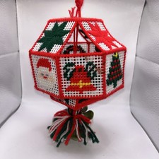 Vintage Handmade Christmas Ornament Canvas NeedlepointTasseled Bell Cottage Core