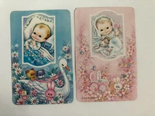 Baby Boy Girl Teddy Bear Swan Rabbit Vintage Retro 1970 Children Kids Swap Cards