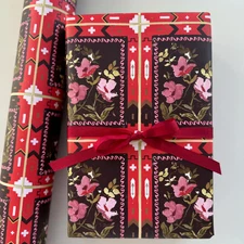 Red Southwest Rose Wrapping Paper, Elegant Holiday Christmas Gift Wrap