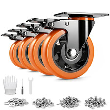 4 Inch Caster Wheels, Heavy Duty Swivel Casters Set of 4 with Brake Load 2200Lbs