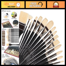 15 Pcs Natural Hog Bristle Oil Paint Brush Se...
