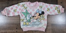 Vintage Disney Babies Minnie Mouse Sweatshirt Baby 0-6M Pullover Cartoon 80s