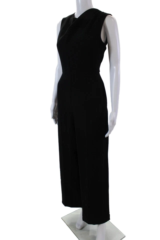 Mono plisado Banana Republic para mujer con cremallera sin mangas cuello redondo negro talla 4 Foto 2 de 4