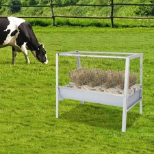 2 in1 Goat Feeder Freestanding Livestock Hay Feeder for Goats Sheeps Horses 200L