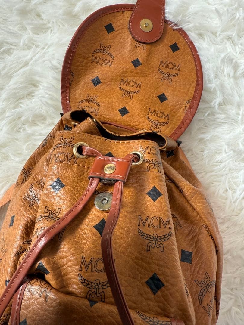 MCM Brown Logo Mini Drawstring Backpack, Slight W… - image 4