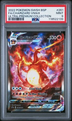 2022 POKEMON SWSH BLACK STAR PROMO #261 FULL ART/CHARIZARD VMAX PSA 9