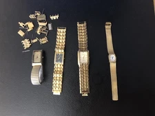 Lot Of 4 Used Watches & Spare Links Parts Only Elgin Vulcan Vivani 
