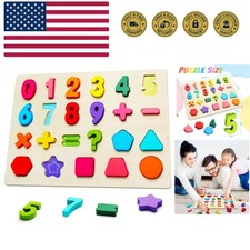 Wooden Puzzles for Toddlers, Number Shape Toddler Puzzles, Number Blocks Toys...