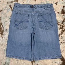 Vintage Ecko Unltd Baggy Jean Shorts Size 38 Rhino Y2K Light Wash