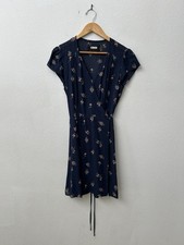Reformation Navy Floral Wrap Mini Dress Large