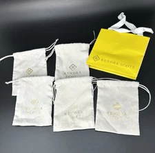 Lot of 5 Kendra Scott Gray Dust Bags Jewelry Drawstring Pouch Empty 4x5.5”