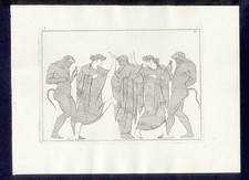 SCENA SU VASO ANTICO ,  di G.B. ROMERO,  acquaforte del  1805 + PASSEPARTOUT