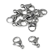 10 Medium Stainless Steel Jewelry Clasps for Bracelets and Necklaces 8x13mm