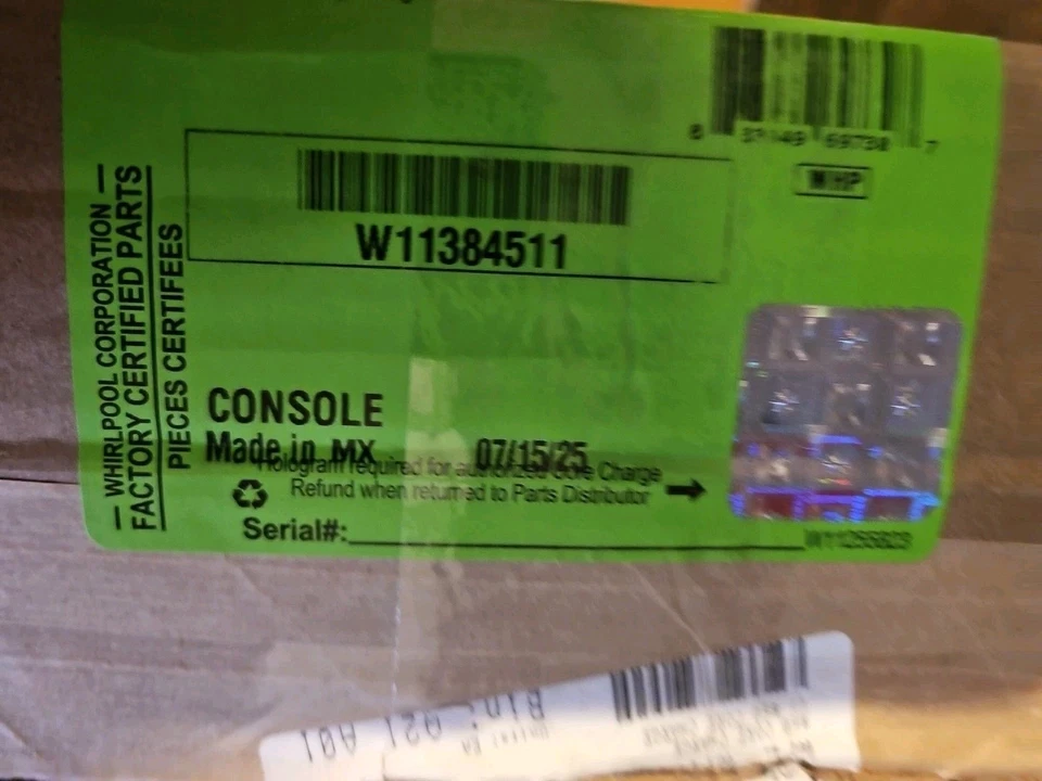 W11384511 W11314476 GENUINE OEM WHIRLPOOL Dryer control panel console -GS - Image 2 of 4