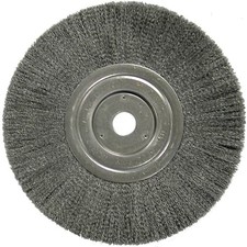 Weiler 01148 8in Narrow Crimped Steel Wire Wheel Brush .008 3/4in AH