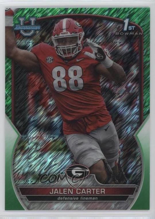 2022 Bowman U Chrome Green Shimmer Refractor 31/99 Jalen Carter #37 0i8b