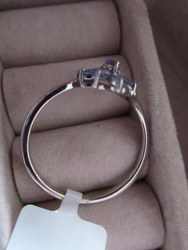 Tansanit-Ring, 925 Silber platiniert (Größe 20.00). - Bild 3 von 3